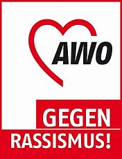 AWO gegen Rassismus - Ein Plakat der Aktion AWO gegen Rassismus; zu sehen ist das AWO Logo und darunter der Schriftzug GEGEN RASSISMUS